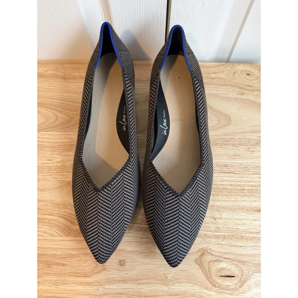 Rothy’s The High Point Block Heel Brown Herringbone size 12.5 Shoes